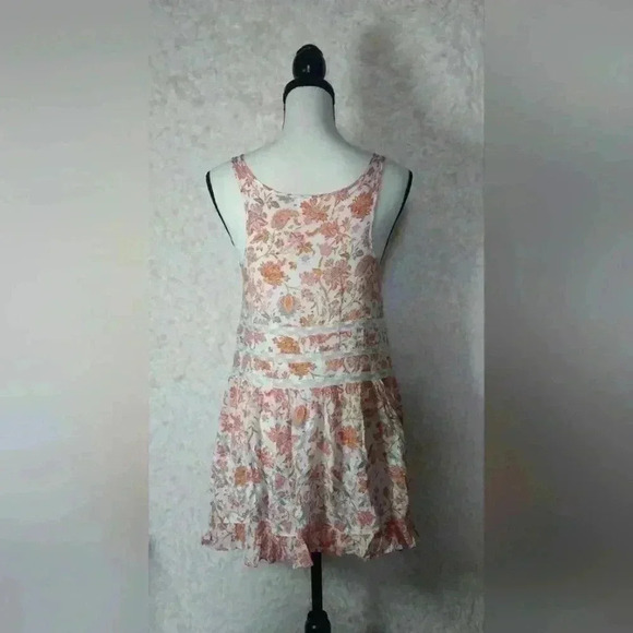 Free People Intimately Voile Trapeze Slip Ditsy Floral Lace Mini Dress - Picture 2 of 8